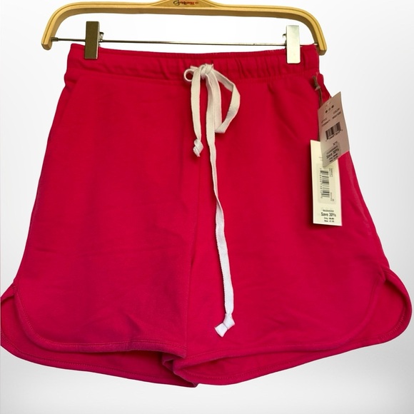 Three Dots Terry Shorts Drawstring Cotton Pink Shorts - Picture 2 of 8